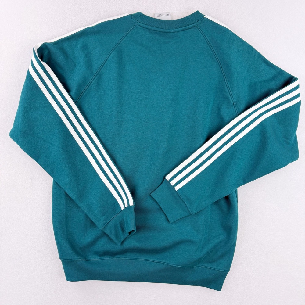 ADIDAS 3 Stripe Crew Sweatshirt Adicolor Size L Mens Legacy Teal JM6125 - New - Picture 2 of 7